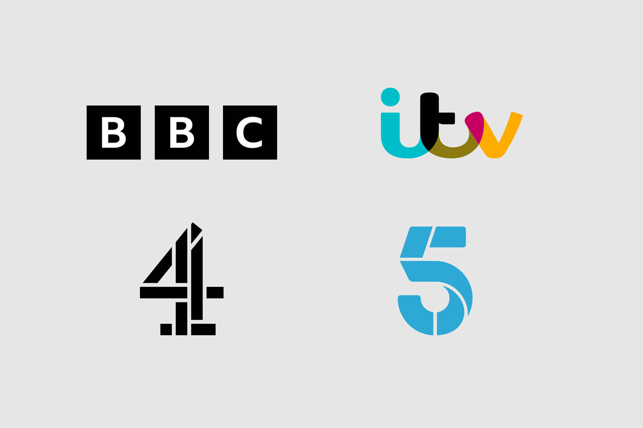 BBC, ITV, Channel 4 and Chanel 5 logos