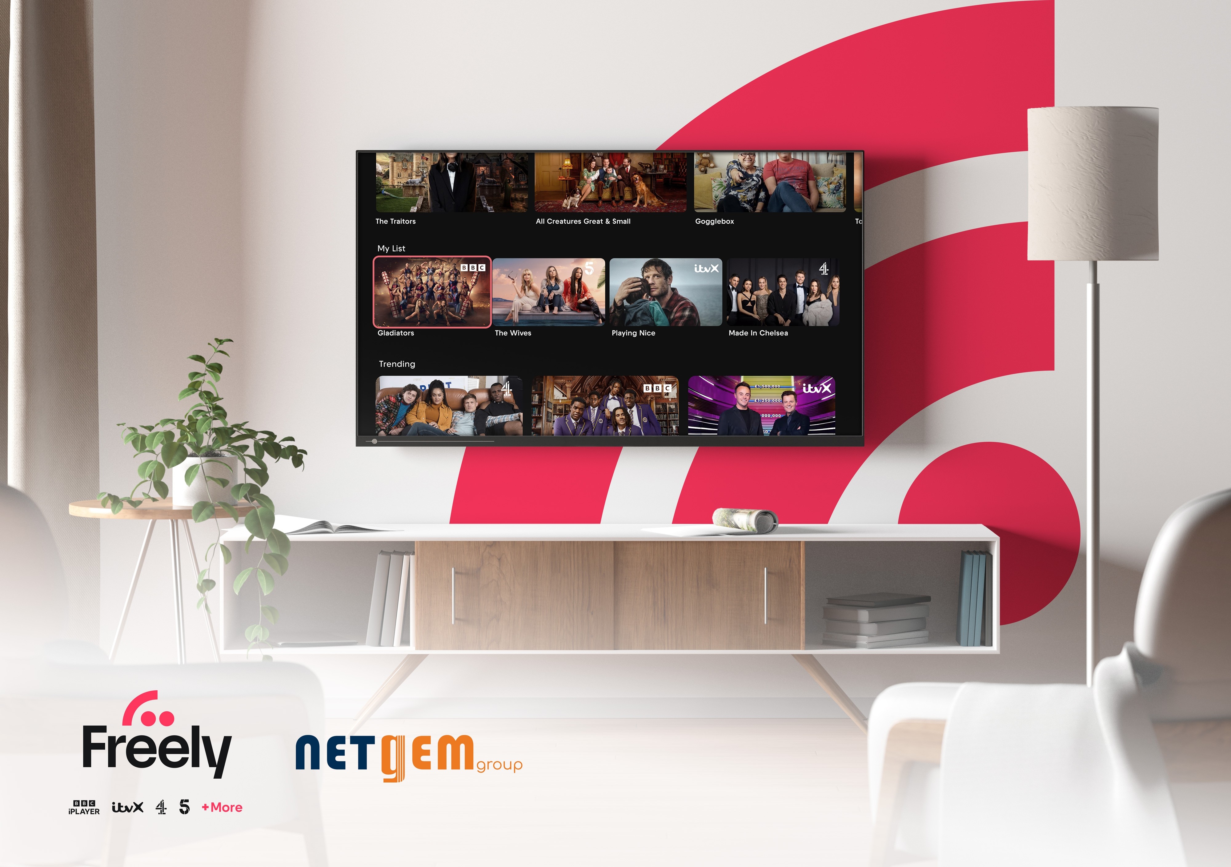 Freely x Netgem partnership on a TV